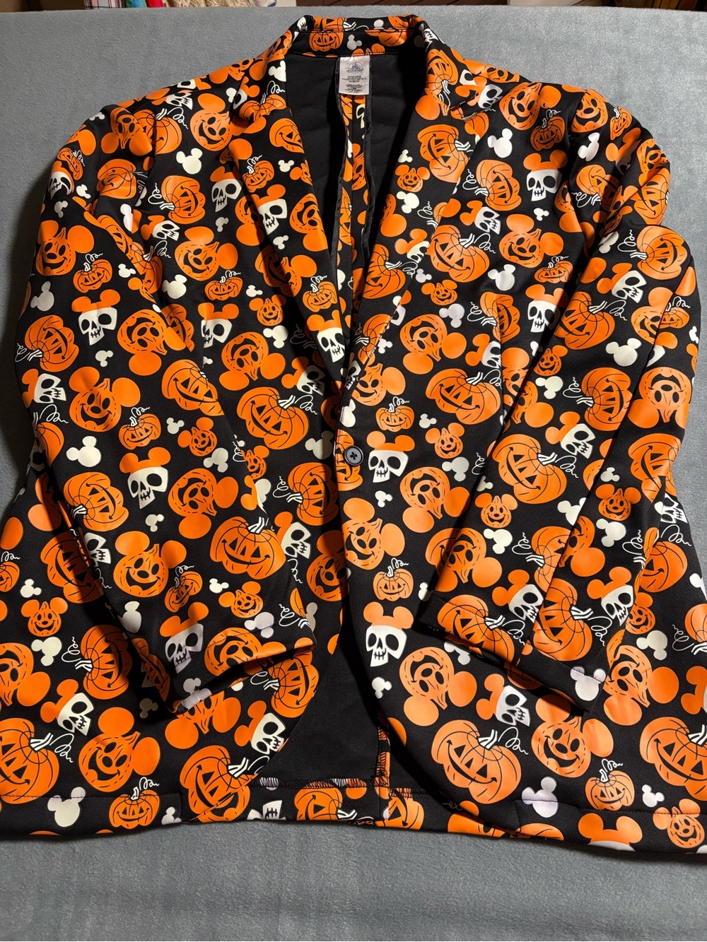 Disney Halloween Pumpkin Print Blazer Jacket - Black & Orange